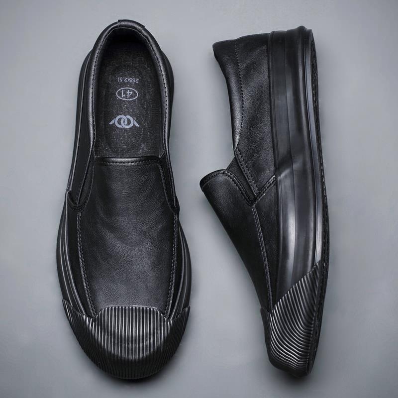 2025秋冬新款时尚防滑懒人乐福开车鞋男皮鞋休闲板鞋增高厚1030r