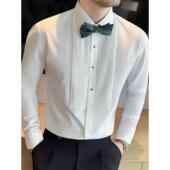 高品质商务正装 褶皱礼服衬衫 男长袖 易打理抗皱婚宴主持0130r
