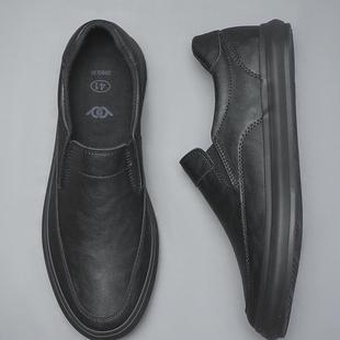春秋男士鞋新款男士英式休闲皮鞋懒人便鞋衬里男士防水运动0123z