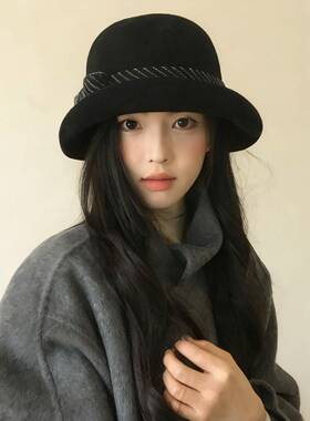 礼帽子女款2026新款时尚洋气渔夫帽优雅高级感赫本风法式盆0117k