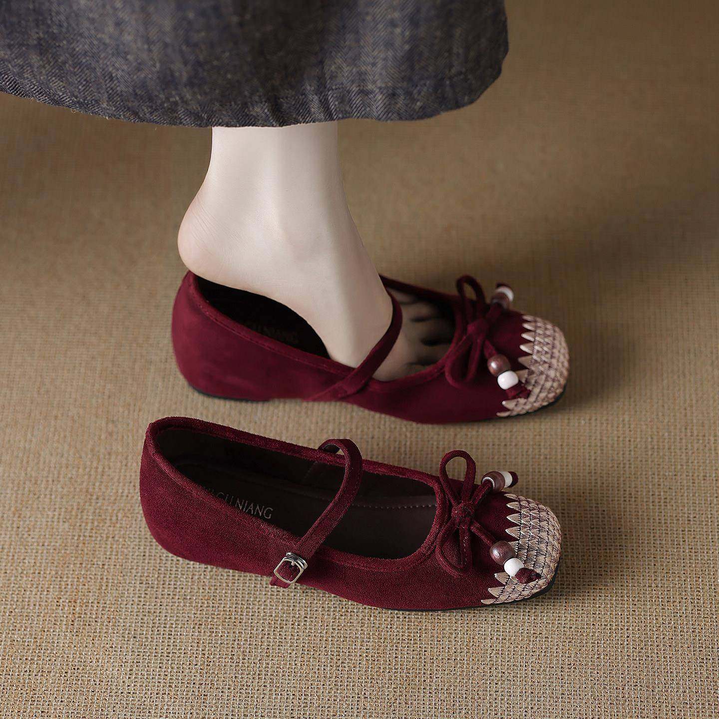 内增高单鞋女款2026新款春季巨好看春季款春季鞋红色平底0125w,女鞋,浅口单鞋,淘宝优惠券,粉丝福利购,淘宝优惠卷