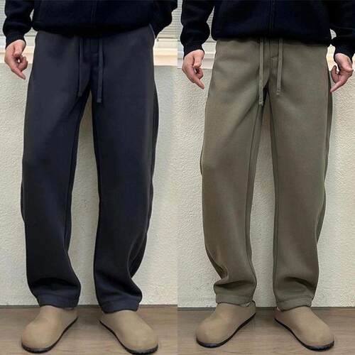 秋冬高品质简约男士纯色休闲裤春秋季潮流宽松直筒显高显瘦1003d