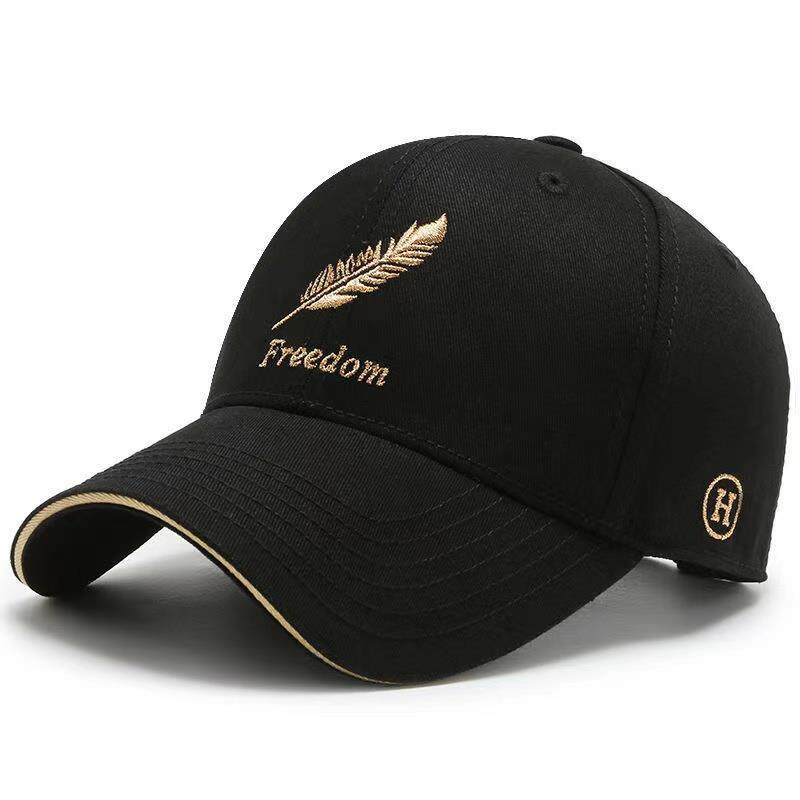 帽子男新款棒球帽潮牌女时尚休闲中年羽毛鸭舌帽刺绣麦穗帽1218w