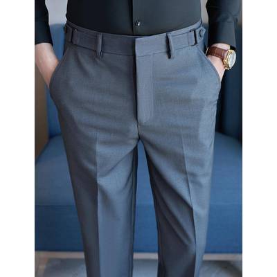 休闲西裤男正装2025新款秋冬季高级感痞帅裤子男款直筒修身1129e