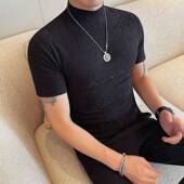 T恤男半高领小中领内搭半袖 春季 韩版 短袖 潮流百搭修身 紧身打0207r