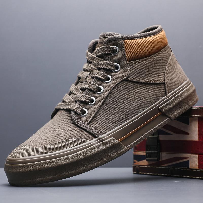 秋冬新款男高帮帆布鞋韩版潮流休闲百搭马丁靴加绒加厚板鞋1206z
