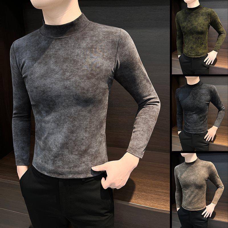 秋冬半高领男士打底衫2025新款感内搭小衫长袖t恤轻薄款上衣1023z