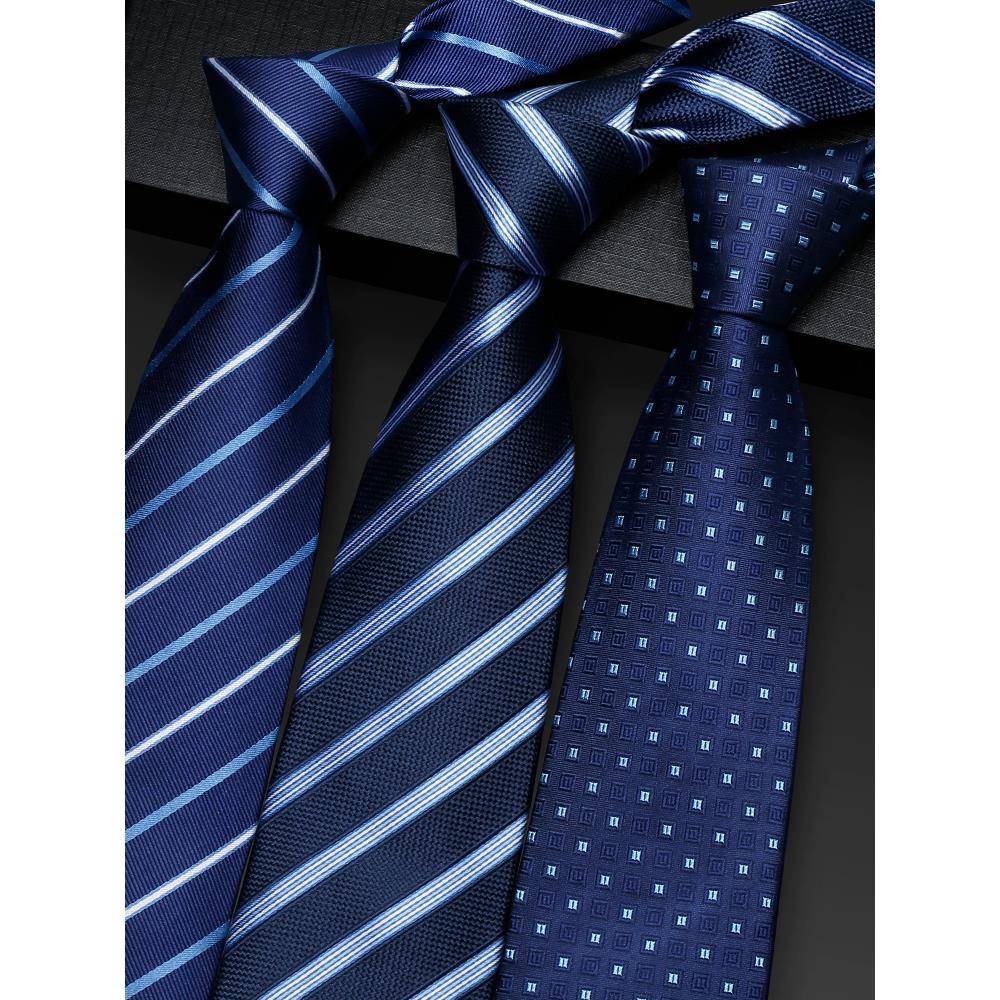 领带男正装商务西装衬衫男士蓝色条纹手打年轻款结婚轻奢1120z