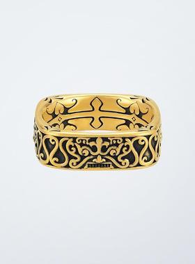 新款泰银潮牌黑金戒指饕餮做旧复古原创开口可调节男女百搭指环