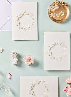 Paperwill原创时尚手写高级感ins绣球花浮雕商务礼品明信片贺卡