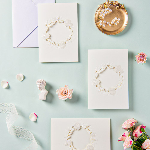 Paperwill原创时尚手写高级感ins绣球花浮雕商务礼品明信片贺卡