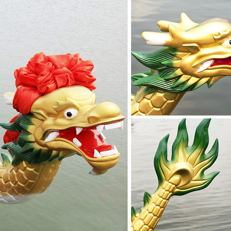 户外园林大型端午节玻璃钢赛龙舟龙头龙尾船头商场装饰雕塑摆件