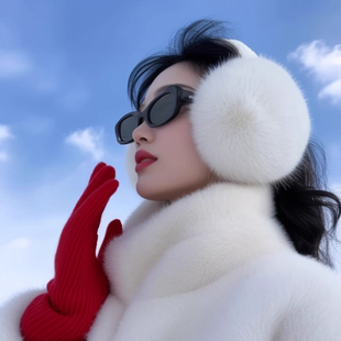 白色毛绒耳罩女秋冬季防寒保暖耳捂子学生骑行滑雪毛茸茸耳包耳套