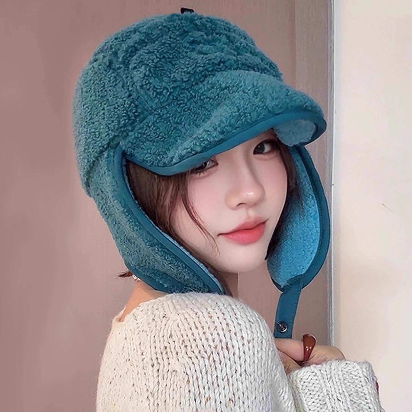 复古羊羔绒雷锋帽子女2025新款冬季骑车保暖防寒护耳显脸小包头帽,服饰配件/皮带/帽子/围巾,帽子,淘宝优惠券,粉丝福利购,淘宝优惠卷