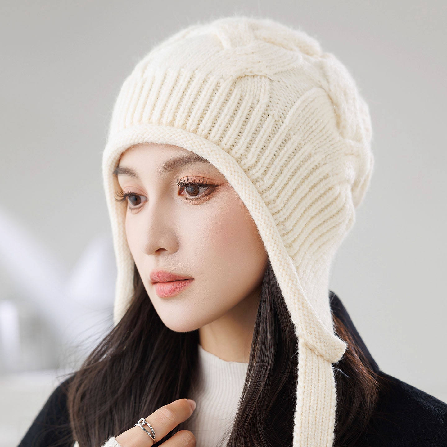 2025新款气质时髦护耳毛线帽子女