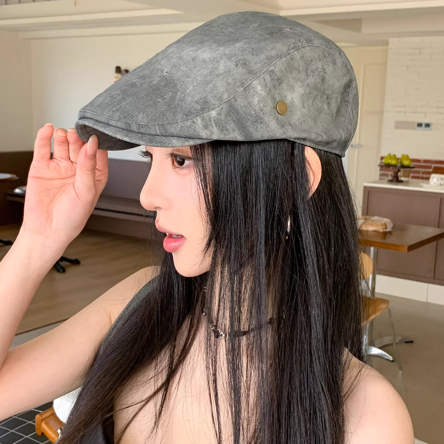 2026新款复古麂皮休闲前进帽子女