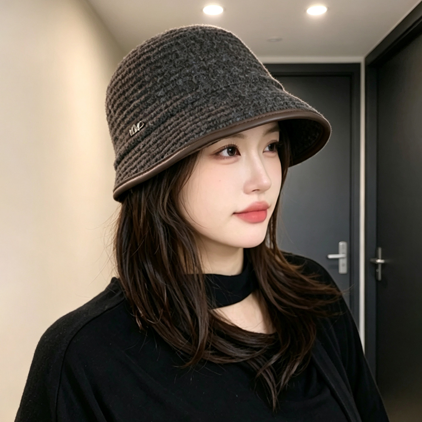 韩版秋款女宽檐保暖显脸小渔夫帽图片