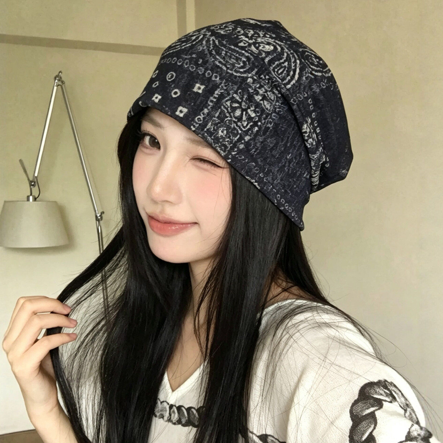 夏季女款复古扎染透气堆堆帽