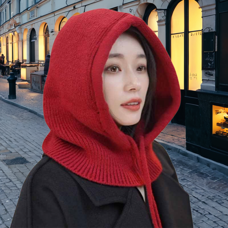 巴拉克拉法披肩毛线帽子女2025秋冬季护颈保暖围脖一体针织防寒帽