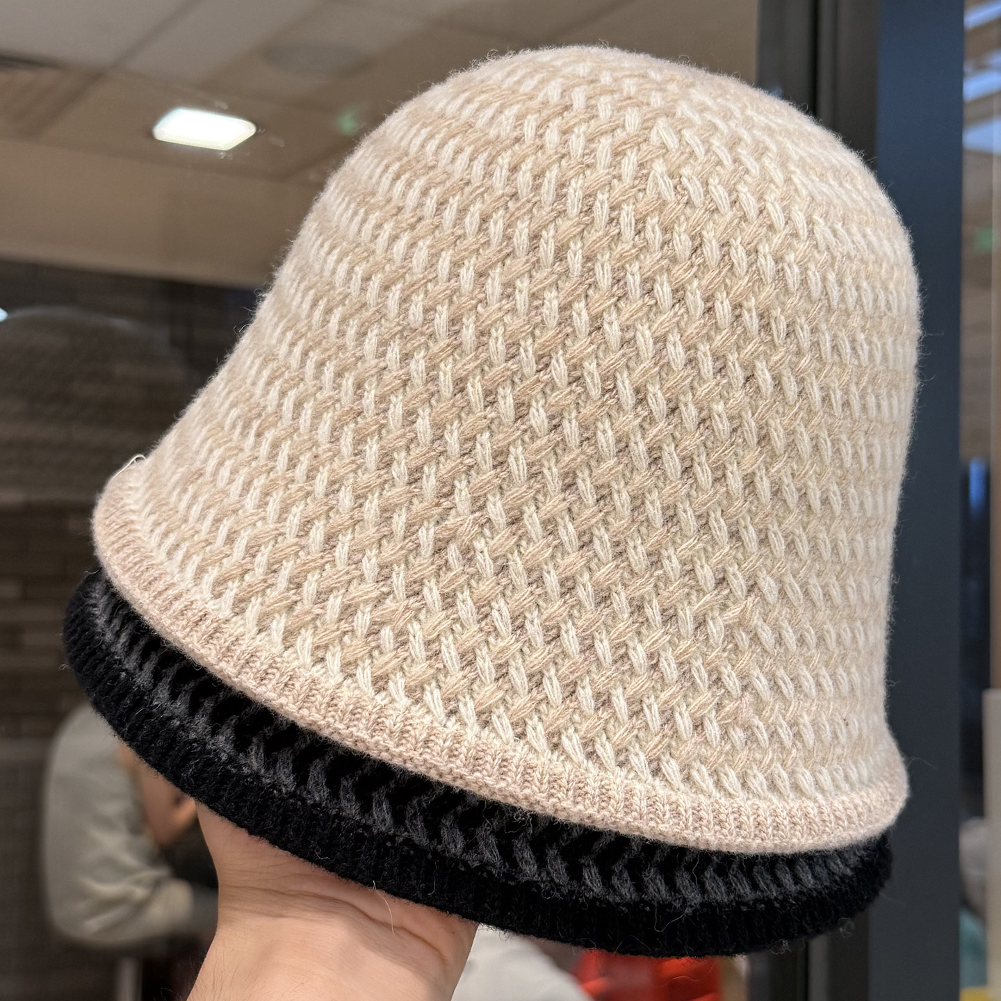 复古条纹针织渔夫帽女显脸小图片