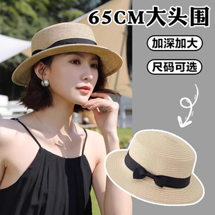 草帽子女夏法式 海邊出游度假防曬帽草編遮陽帽平頂帽 時尚 2025新款