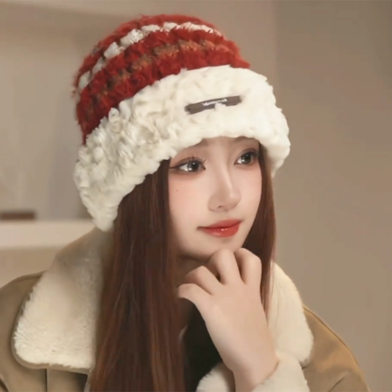 2025秋冬新款加厚保暖蛋糕毛线帽女韩版百搭显脸小针织帽护耳冷帽,服饰配件/皮带/帽子/围巾,帽子,淘宝优惠券,粉丝福利购,淘宝优惠卷