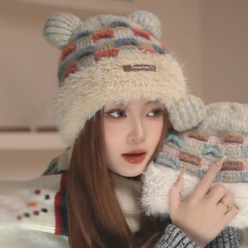 针织帽逛街甜美可爱女秋冬季保暖