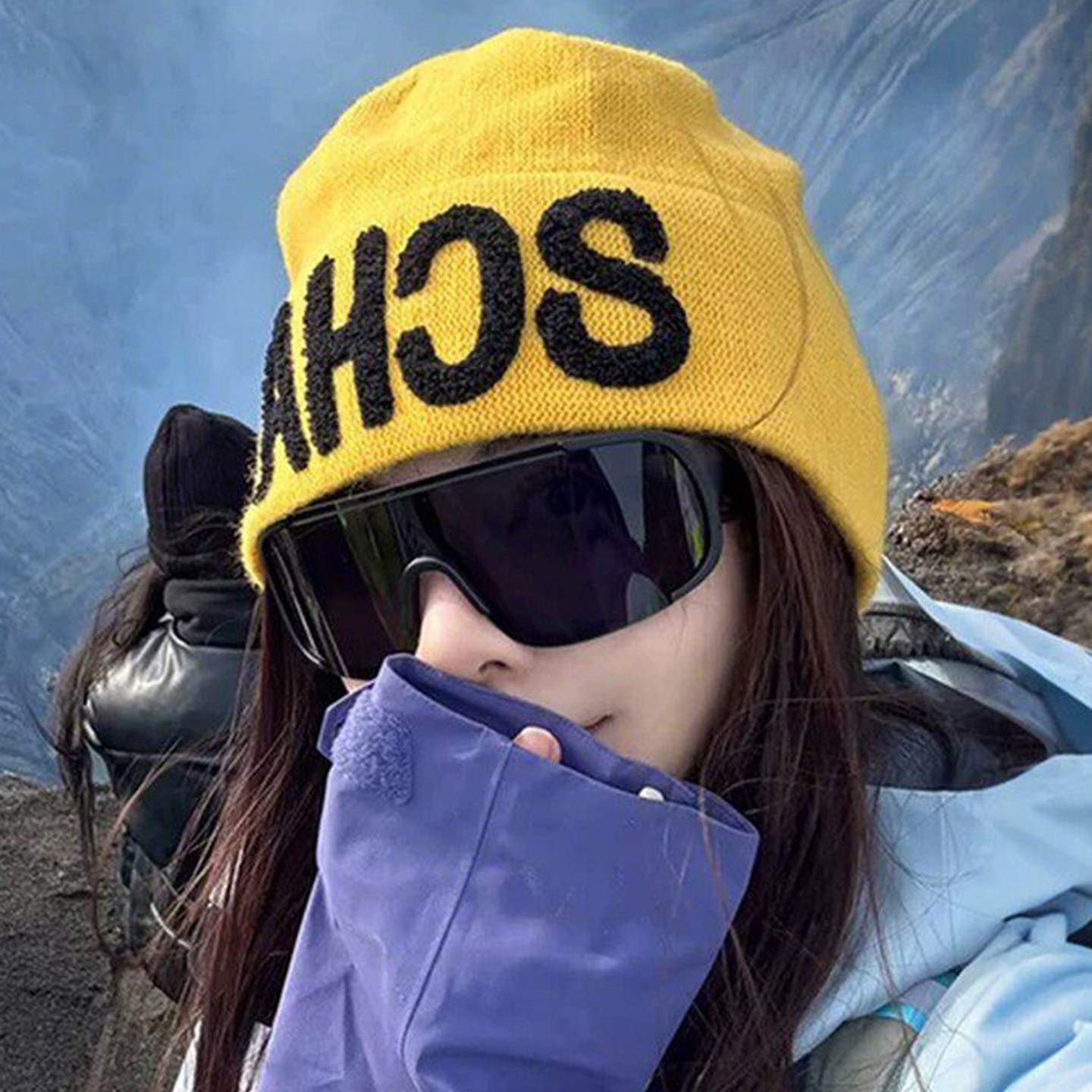 冬季女款登山滑雪毛线帽大头围