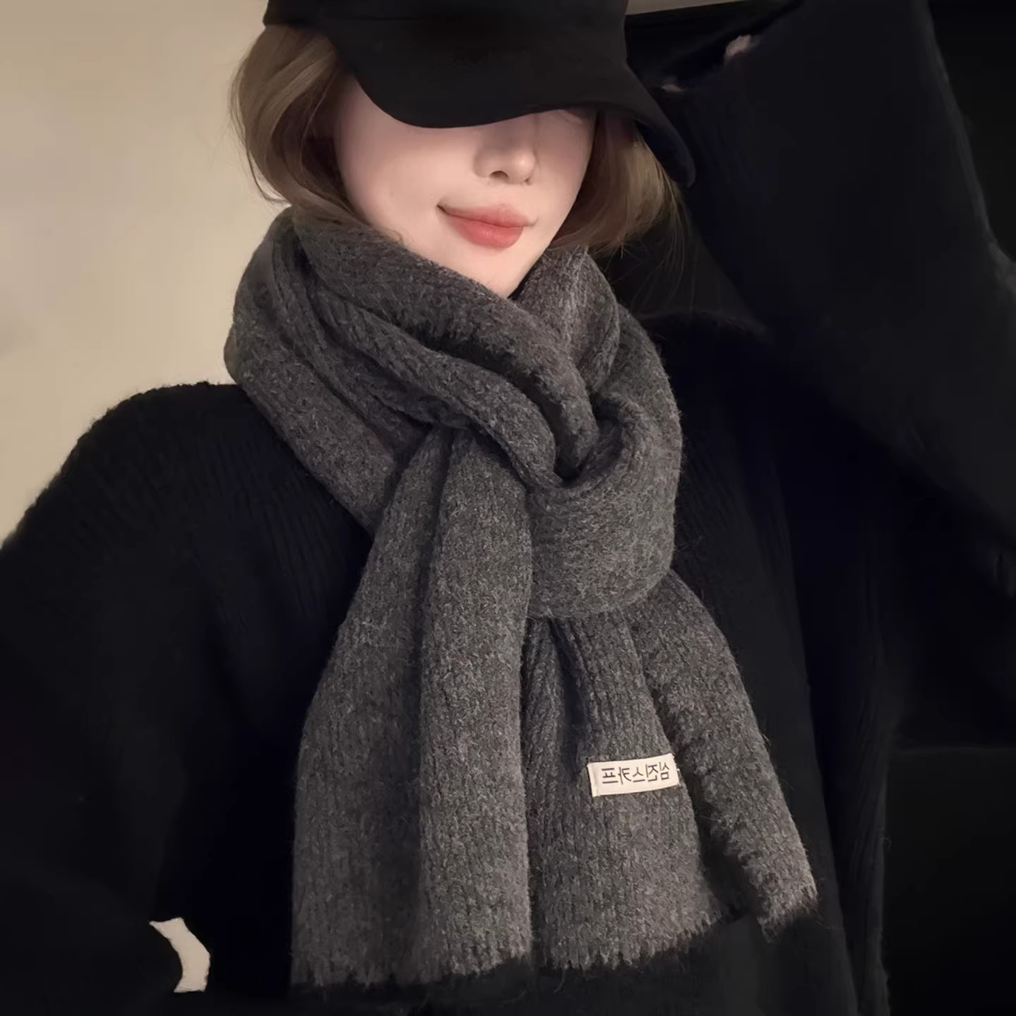 含羊毛高级简约针织围巾女冬季2025新款韩系气质百搭加厚保暖围脖,服饰配件/皮带/帽子/围巾,围巾/丝巾/披肩,淘宝优惠券,粉丝福利购,淘宝优惠卷