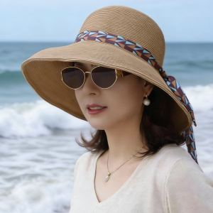 日系简约夏季女防晒大檐渔夫草帽