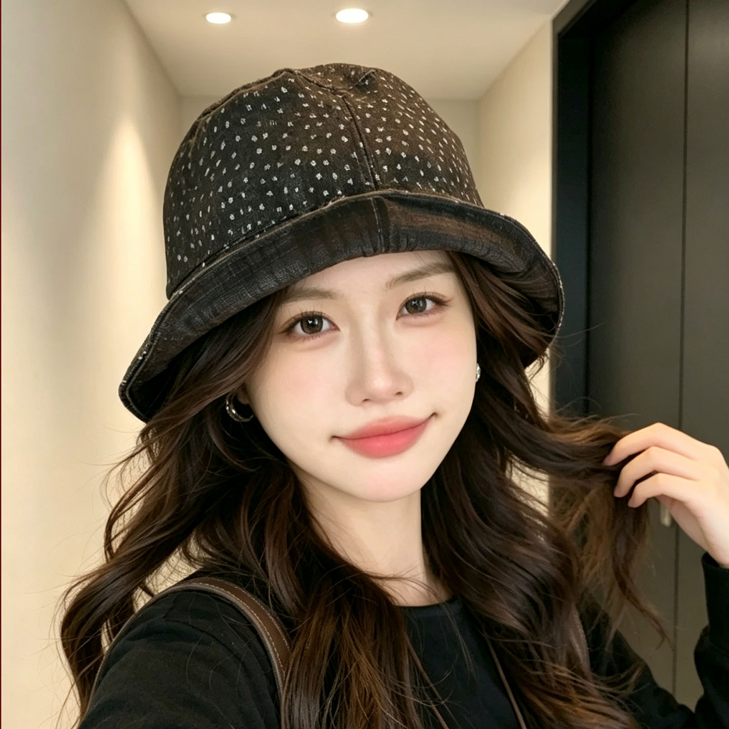 韩版碎花双面戴宽檐渔夫帽女款