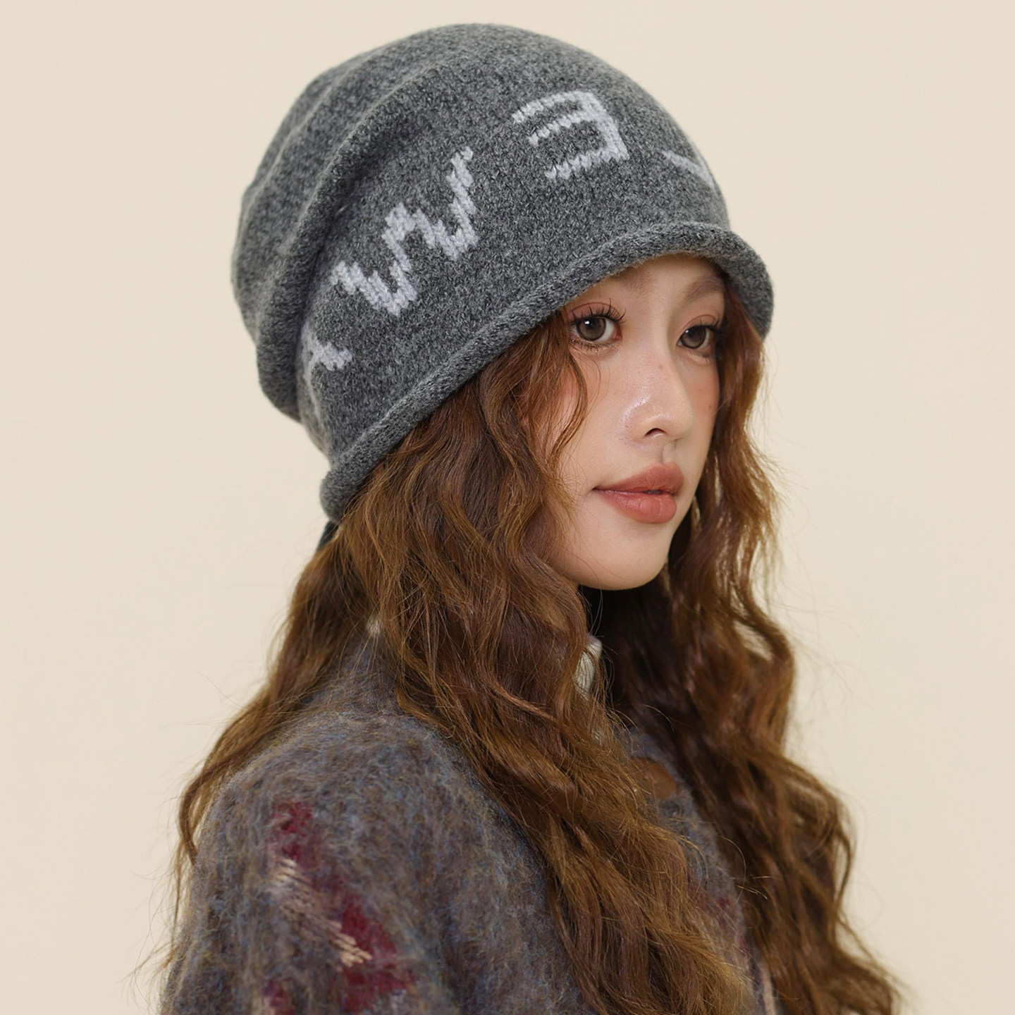 美式潮流卷边堆堆帽秋季帽子女款套头包头帽百搭显脸小毛线帽冷帽