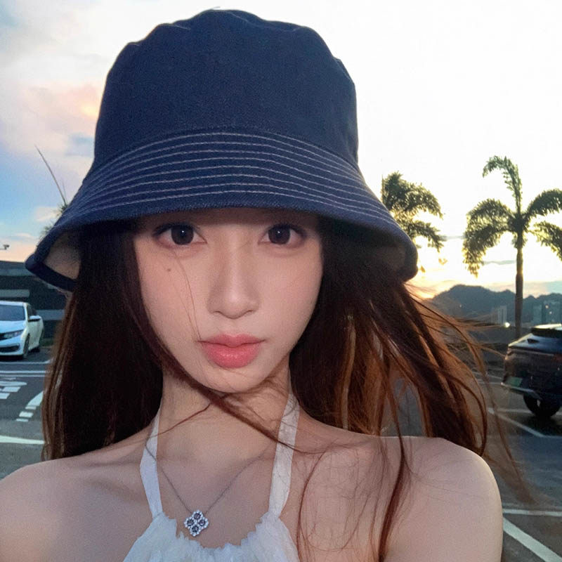 2025新款日系双面可戴渔夫帽女款夏季防晒遮阳百搭显脸小帽子盆帽