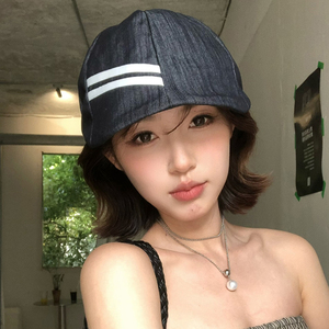 夏季女条纹防晒显脸小棒球帽