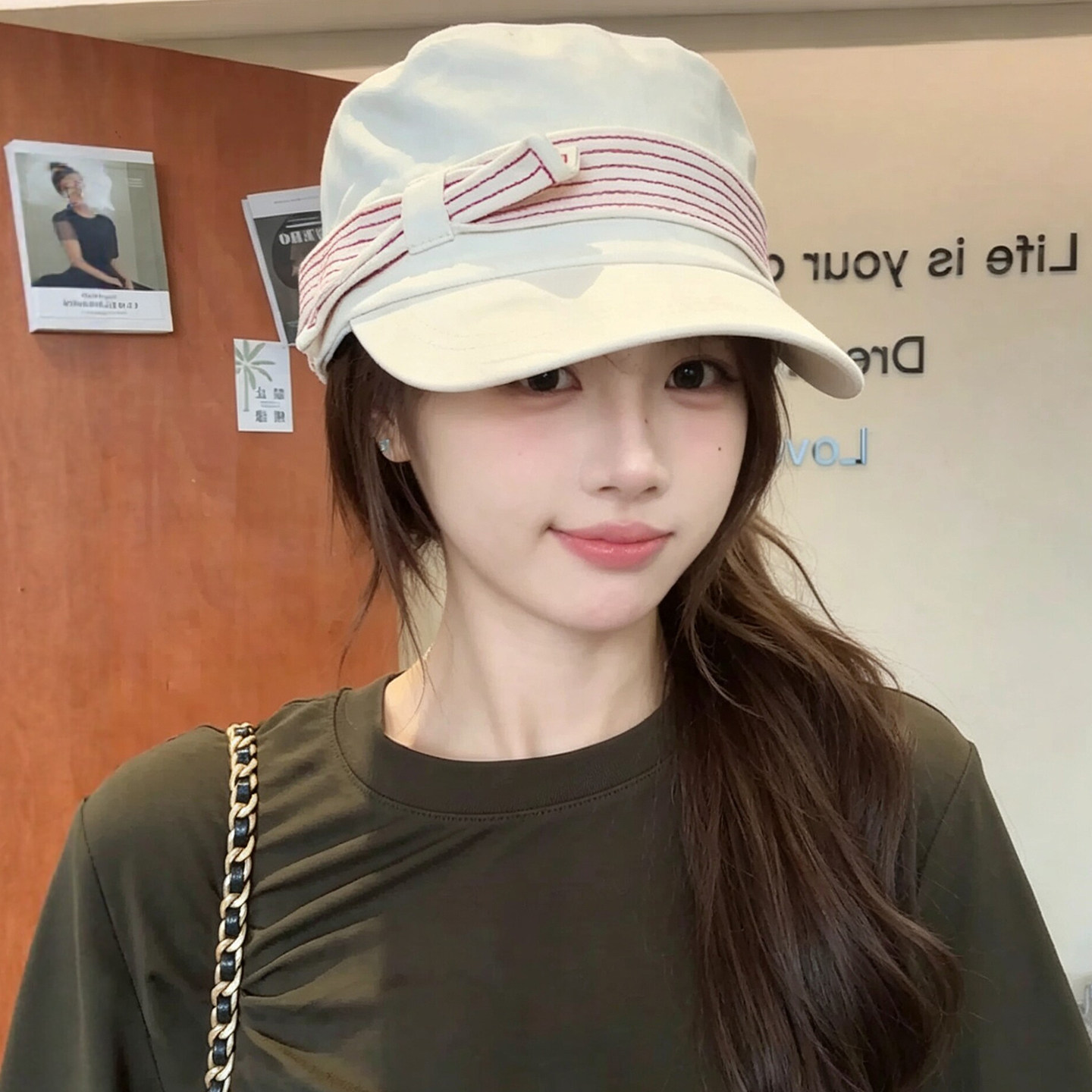 薄款平顶马术帽夏季帽子女款2026新款防晒遮阳帽百搭显脸小贝雷帽