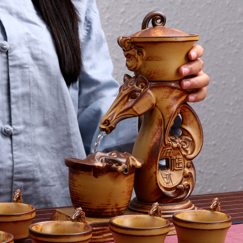 粗陶马上封侯全半自动功夫茶具套组车载旅行茶具整套紫砂办公懒人