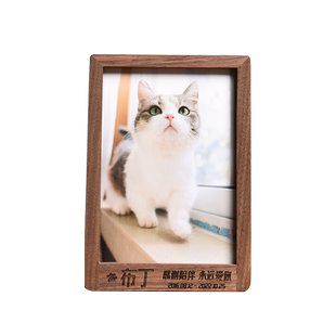 高品质 宠物陪伴纪念相框摆台定制 雕刻文字免费冲洗狗狗猫咪照片