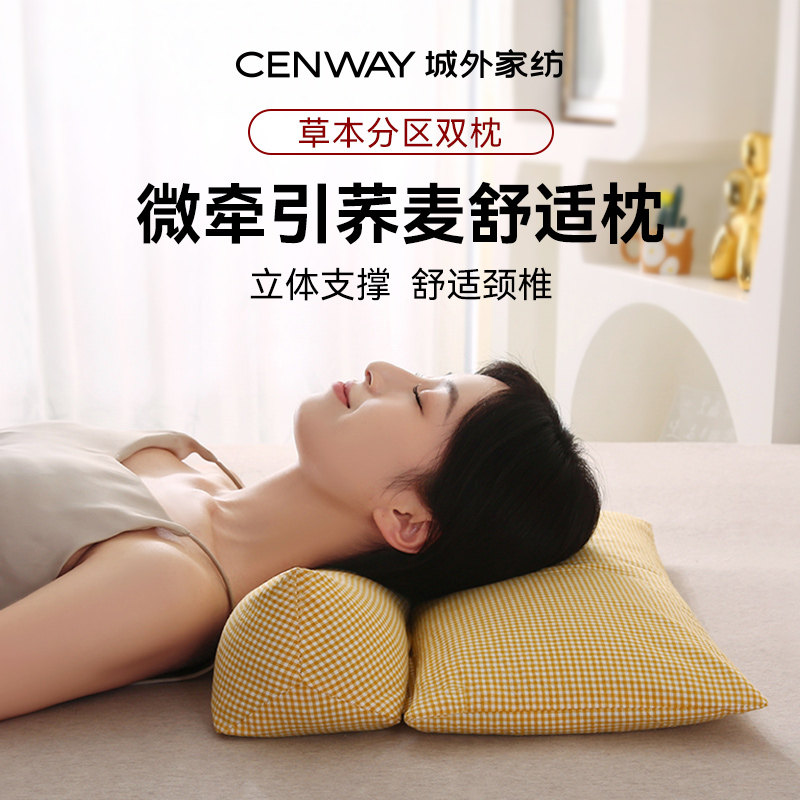 城外护颈荞麦枕颈椎专用枕头护颈椎助睡眠舒适透气家用立体荞麦枕