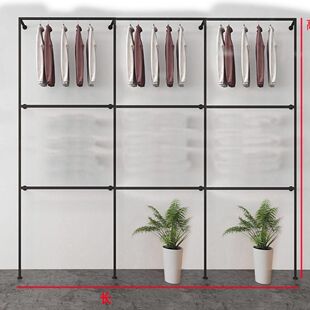 砌墙衣柜金属衣架家用简易铁艺卧室双层上墙挂衣架衣帽间架子定制