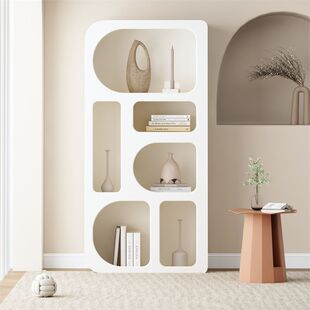 客厅置物架落地展示柜白色产品陈列柜法式书柜小拱形柜子洞穴柜