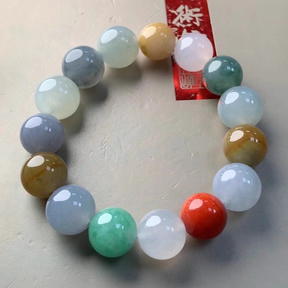 缅甸天然翡翠A货冰种多宝手串