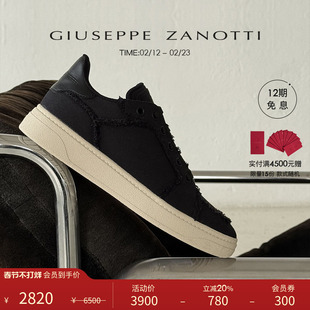 Giuseppe ZanottiGZ男士GZ94磨损棉织系带低帮运动鞋