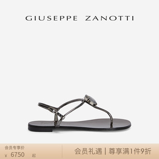 休闲凉拖鞋 Giuseppe ZanottiGZ女士SS24春夏新品 水钻平底夹趾凉鞋