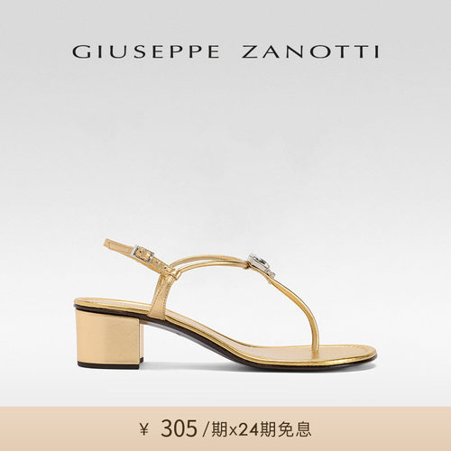 【24期免息】Giuseppe ZanottiGZ女士水钻夹趾粗跟凉鞋
