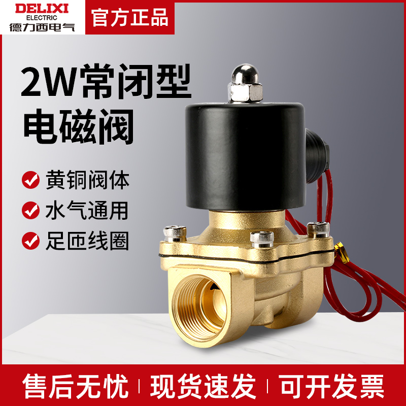 DELIXI德力西气动元件全铜电磁常闭水阀2W-160-15 2W-02