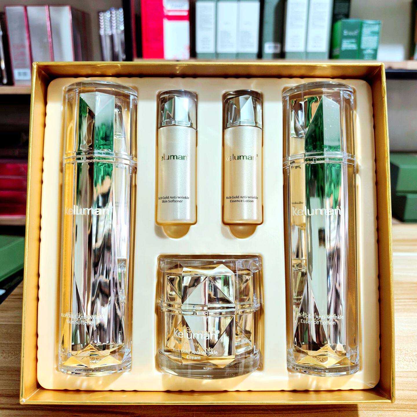 韩国新生活化妆品专柜正品珂露曼晶钻黄金抗皱三件套装保湿水乳霜