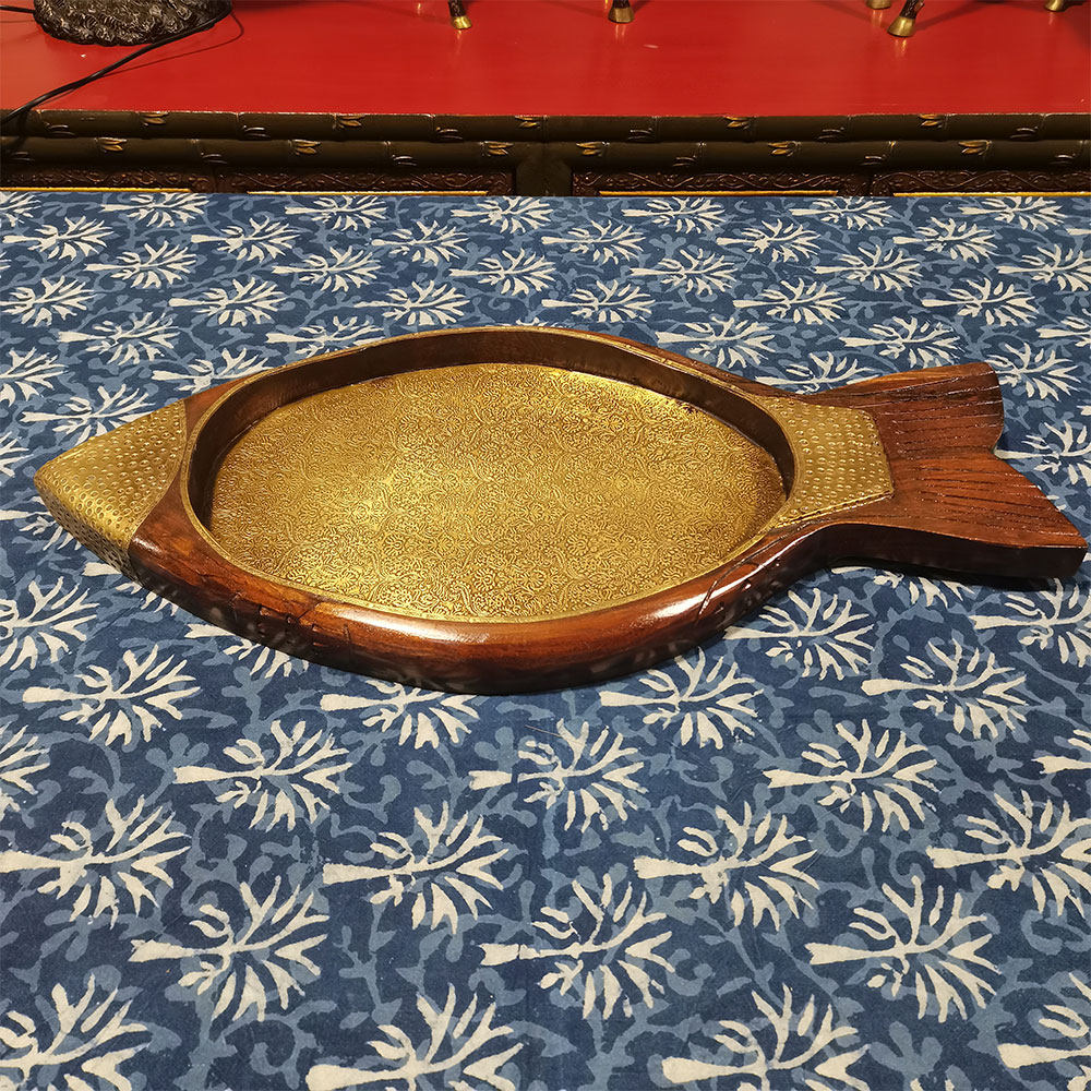 印度进口果盘复古风实木包铜鱼托盘点心盘大号桌面收纳装饰摆件,家居饰品,果盘/果篓,淘宝优惠券,粉丝福利购,淘宝优惠卷