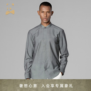 风格 男 中山领天丝长袖 CANUDILO 卡奴迪路新中式 优雅生活 衬衫