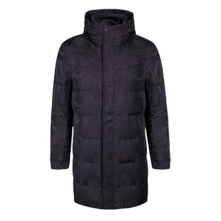 CANUDILO/卡奴迪路时尚暗纹保暖鹅绒羽绒服男中长款