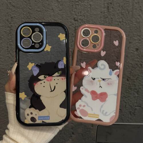 涂鸦路西法猫适用苹果16pro手机壳iphone14小米vivo红米k奶油壳保护套30防摔华为mate个性可爱女